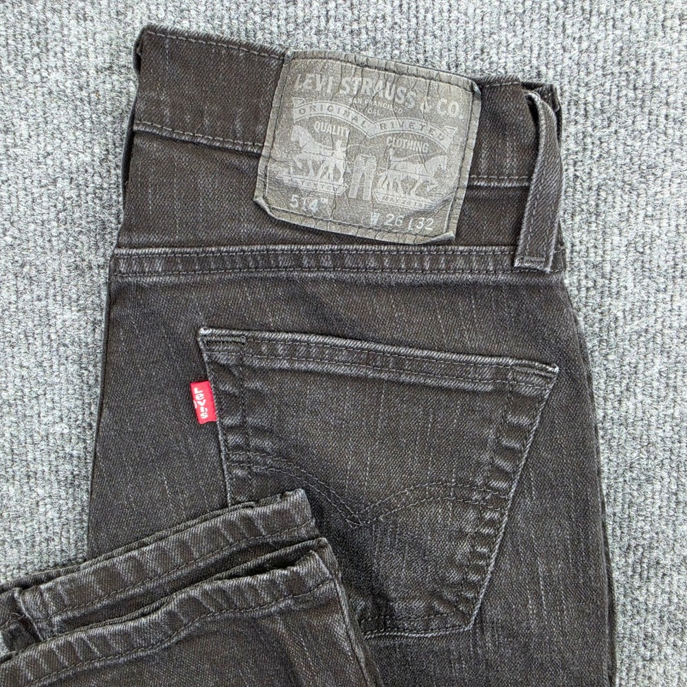 Levis 514 Jeans Men's 26x32 Slim Straight Black Charcoal Denim Dark Wash Casual